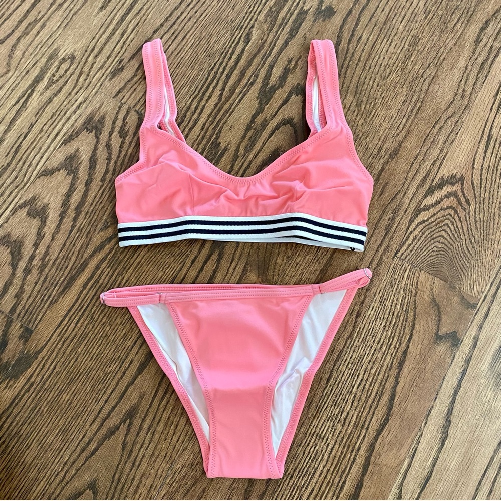 Solid & Striped Flamingo Pink Bikini Set, Katie Top & Lulu Bottom, NWT